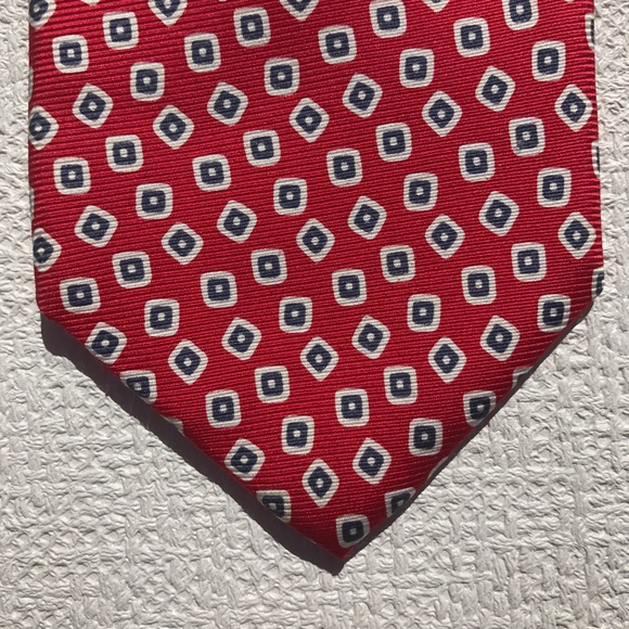 Jos. A. Bank Red Tie with White/Blue Square Tie - Picture 4 of 6